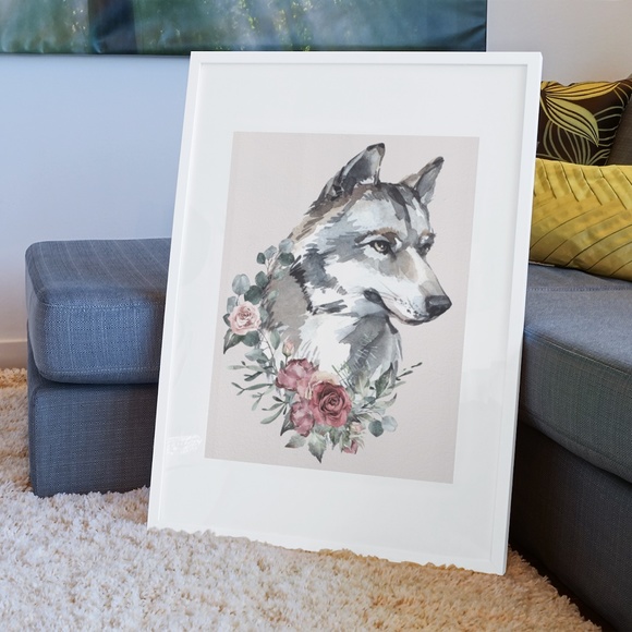 Wall Art Watercolor Wolf Portrait Illustration Print Poster Unframed - Picture 8 of 17